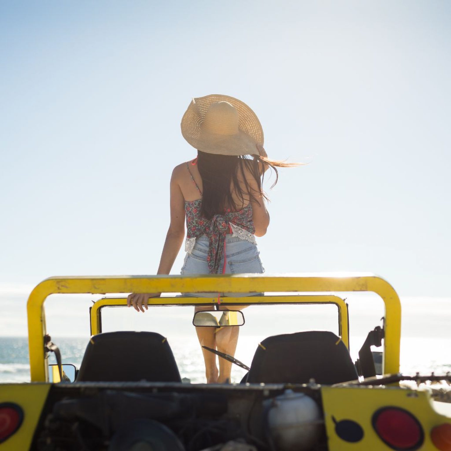 on the beach with jeep