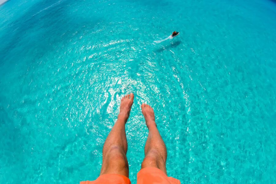 Parasail Above the Turquoise Waters of Cabbage Beach